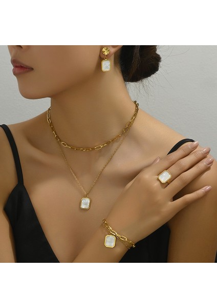 ADORE5142 Altın Çift Katmanlı Deniz Kabuğu Takı Seti (Yurt Dışından) fiyatları