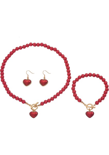 ADORE5293 Kırmızı Boncuklu Aşk Takı Seti (Yurt Dışından)