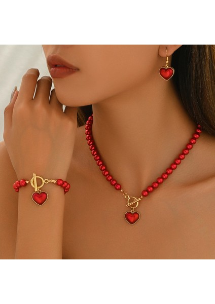 ADORE5293 Kırmızı Boncuklu Aşk Takı Seti (Yurt Dışından) fiyatları