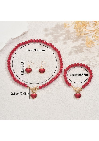 ADORE5293 Kırmızı Boncuklu Aşk Takı Seti (Yurt Dışından) modelleri