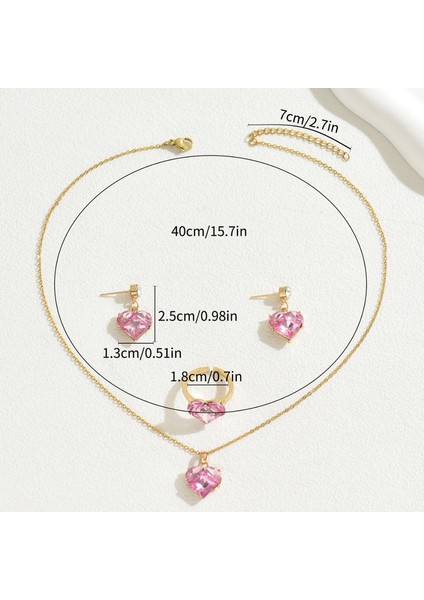 ADORE5409 Altın Kakmalı Pembe Zirkon Takı Seti (Yurt Dışından) modelleri