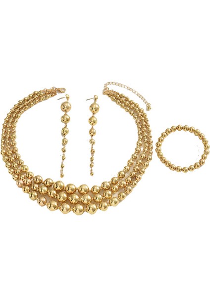 ADORE0028 Altın Çok Katmanlı Boncuklu Takı Seti (Yurt Dışından)
