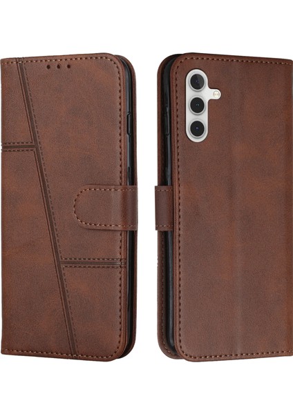 Samsung Galaxy S25 Fe Deri Telefon Kılıfı Katlanabilir Standlı Cüzdanlı Kapak Kayışlı (Yurt Dışından)