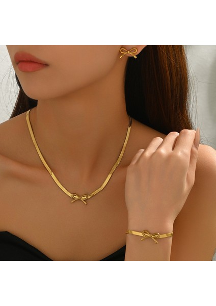 ADORE5717 Altın Sade Fiyonklu Takı Seti (Yurt Dışından) fiyatları