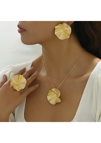 ADORE5169 Altın Pileli Lotus Yaprağı Tasarımlı Takı Seti (Yurt Dışından) fiyatları
