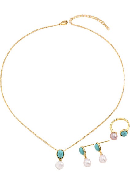 ADORE4823 Altın Yaldızlı Yapay Taşlı Takı Seti (Yurt Dışından)