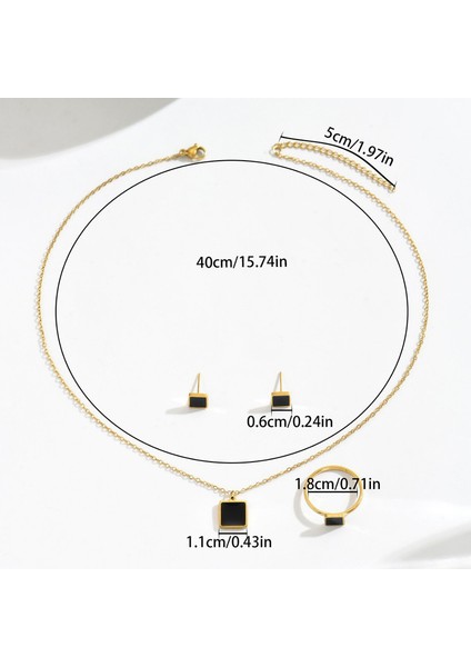 ADORE5702 Altın Geometrik Kare Kolye Takı Seti (Yurt Dışından) modelleri