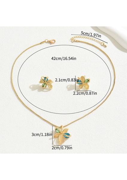 ADORE5407-8 Altın Işlemeli Değerli Taşlı Çiçek Takı Seti (Yurt Dışından) modelleri
