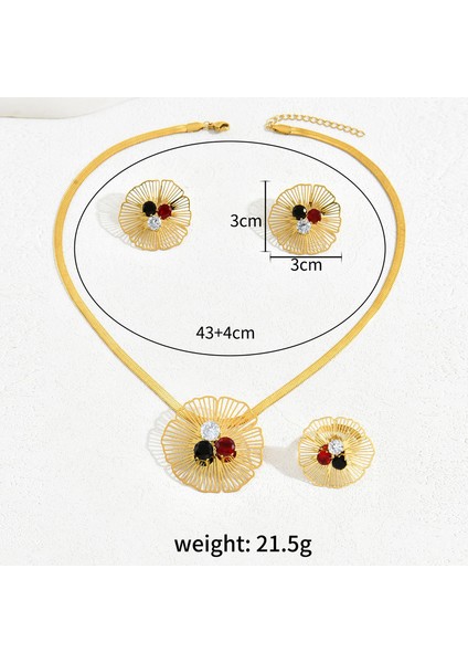 ADORE41735 Altın Işıklı Lüks Çiçek Takı Seti (Yurt Dışından) modelleri