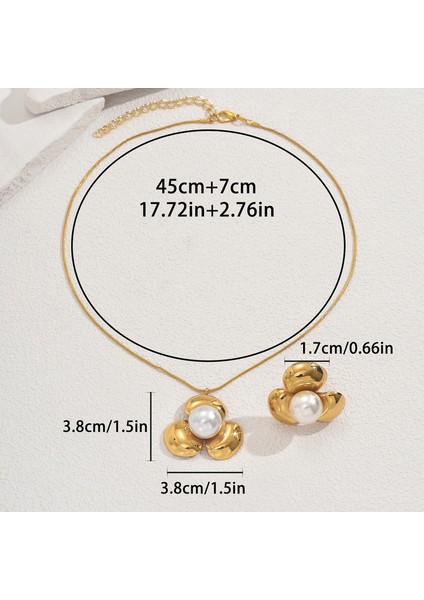 ADORE5640 Altın Çiçek Işlemeli Inci Takı Seti (Yurt Dışından) modelleri