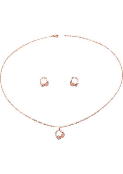 ADORE4870 Gül Altın Sade Zirkon Taşlı Takı Seti (Yurt Dışından)