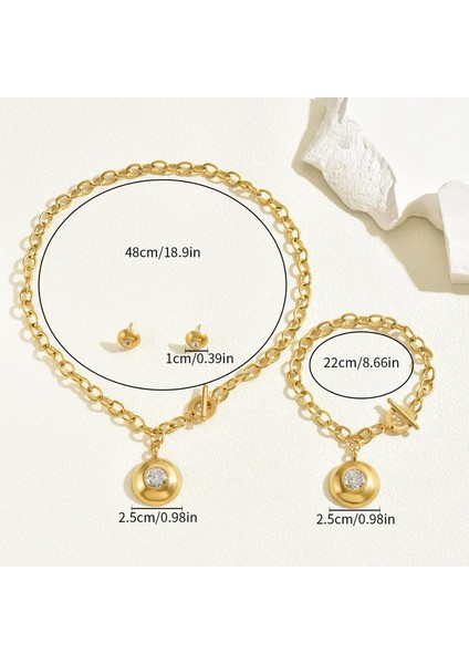 ADORE5505 Altın Geometrik Yüzük Işlemeli Zirkon Taşlı Takı Seti (Yurt Dışından) modelleri