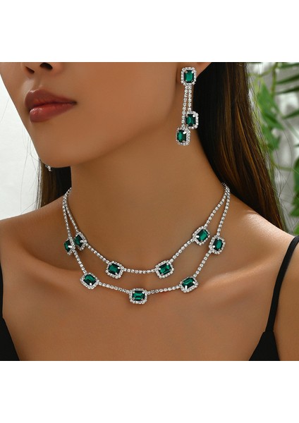 ADORE5422 Gümüş Kakmalı Çift Katmanlı Tasarım Takı Seti (Yurt Dışından) fiyatları