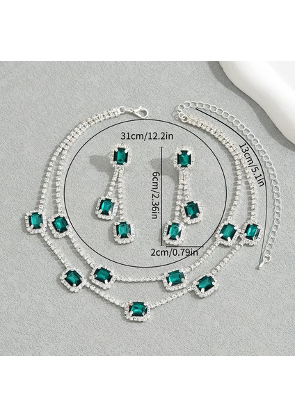 ADORE5422 Gümüş Kakmalı Çift Katmanlı Tasarım Takı Seti (Yurt Dışından) modelleri