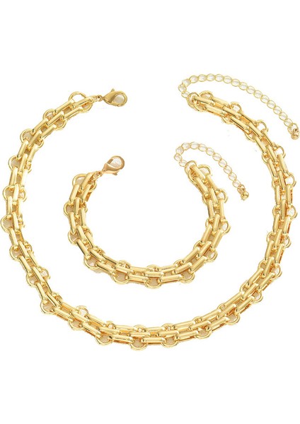 ADORE0050 Altın Sade Takı Seti (Yurt Dışından)