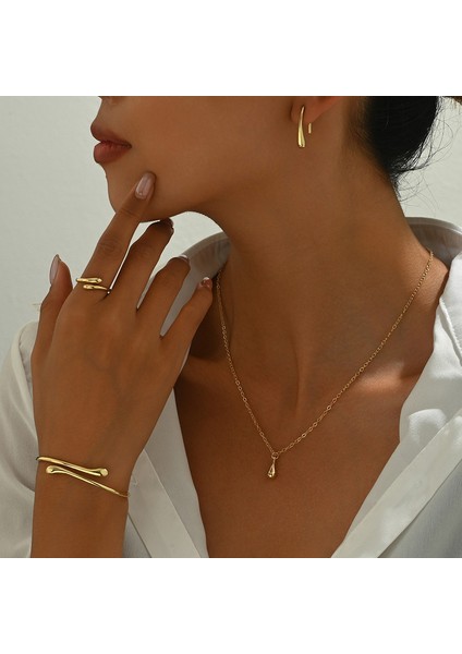 ADORE0022 Altın Sade Su Damlası Şeklinde Takı Seti (Yurt Dışından) fiyatları