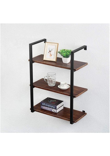 Tasnia Siyah Metal Ahşap Duvar Rafı 60CM 3 Katlı fiyatları
