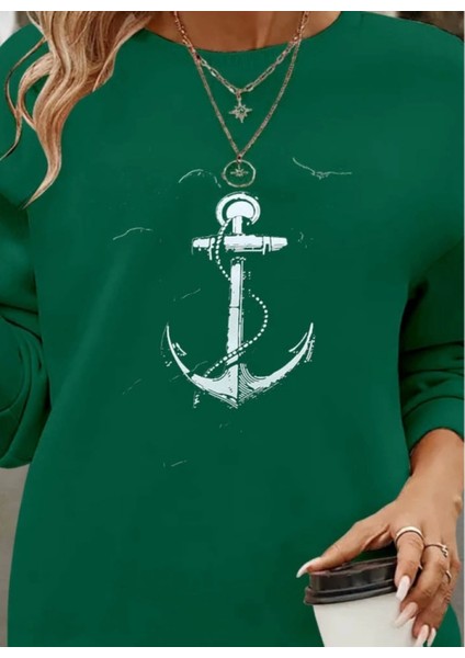 Desenli Viskon Uzun Kollu Bisiklet Yaka Bluz