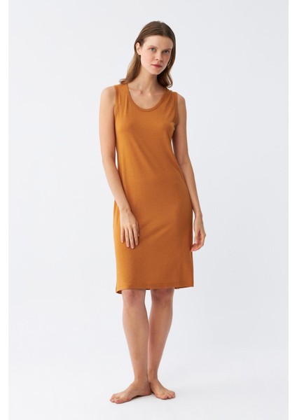 Kadın Kalın Askılı Penye Gecelik Hardal 14001 modelleri