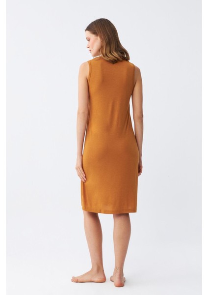 Kadın Kalın Askılı Penye Gecelik Hardal 14001 fırsatları