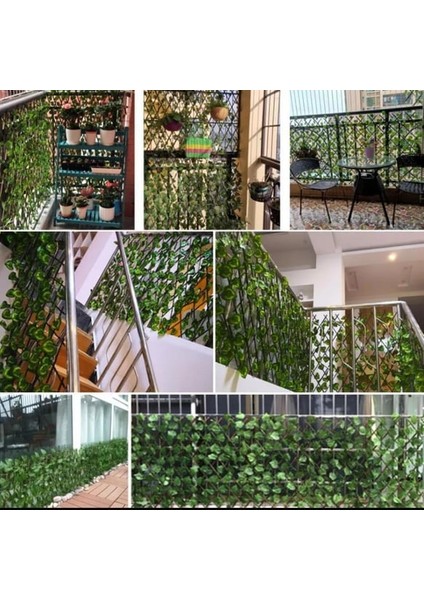 Yapay Sarmaşık Çit 120X300 cm Açılır Kapanır Ahşap Akordiyon Çit Bahçe Çiti 4 Adet modelleri