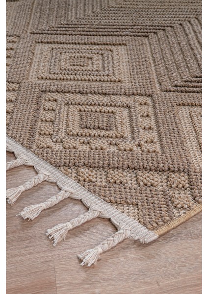 Roma Bej Kahve Yumuşak Bukleli ve Püsküllü Makine Dokuma Halı Oturma Odası Salon Mutfak Antre fırsatları