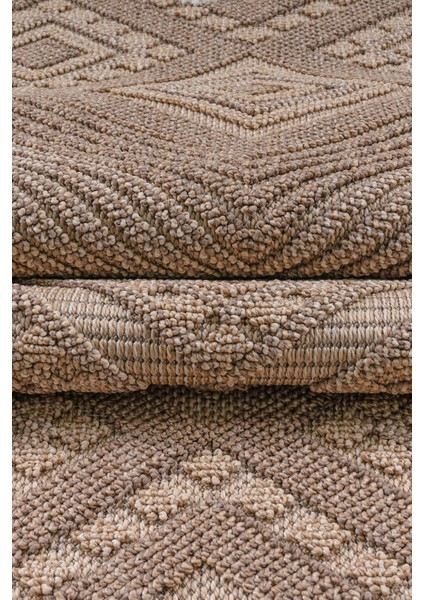 Roma Bej Kahve Yumuşak Bukleli ve Püsküllü Makine Dokuma Halı Oturma Odası Salon Mutfak Antre