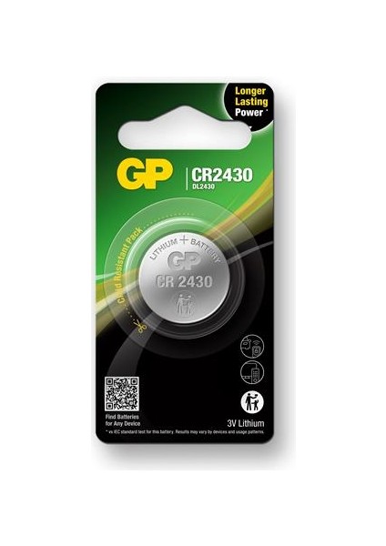 CR2430-U1 3V Lityum Düğme Pil Tekli Paket
