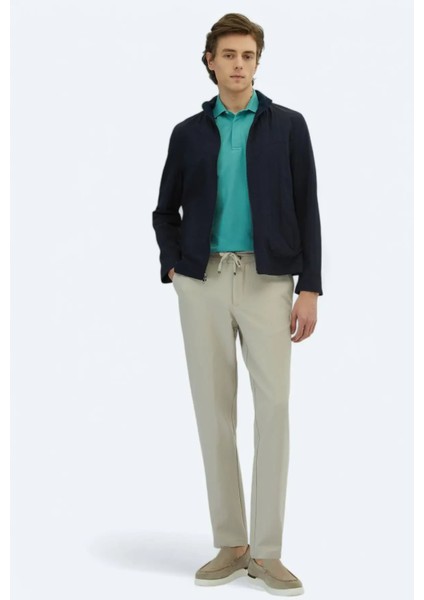 Lacivert Regular Fit Gizli Kapüşon Casual Dokuma Çift Taraflı Mont