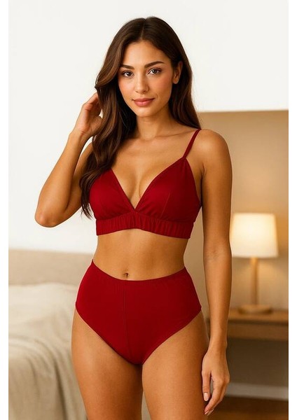 Yüksek Bel Şortlu Bralet Takım V1700