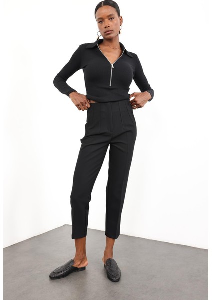 Siyah Flatolu Pantolon 5113