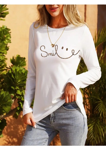 Gülümseyen Surat Desenli Uzun Kollu Kadın Viskon Bluz fiyatları