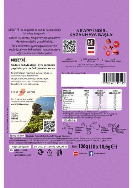 Ice Choco Çikolata Aromalı Çözünebilir Kahve 10, 6g 10'lu Paket 10X4 modelleri