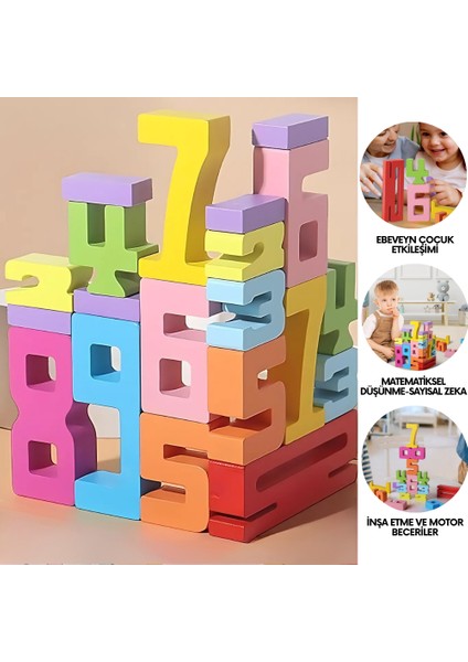 Eğitici Oyuncak Montessori Ahşap Sayı Blokları – 3 4 5 Yaş Okul Öncesi Matematik & Yapı Seti 10 Adet