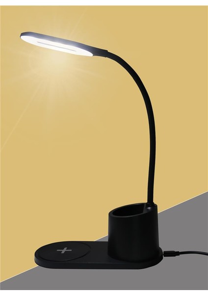 HT-513 Siyah Typec 10W Kablosuz Şarj Cihazı Kalemlikli Masa Lambası modelleri