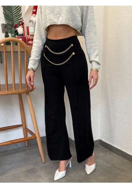 Modern Kesim Zincir Detaylı Kadın Pantolon modelleri