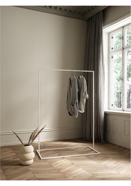 Sort Beyaz Metal Elbise Askılığı Büyük