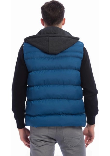 Erkek Petrol Çıkarılabilir Kapüşonlu Şişme Yelek 4300