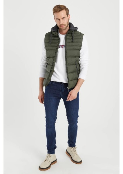 Erkek Haki Çıkarılabilir Kapüşonlu Şişme Yelek 4300 fiyatları