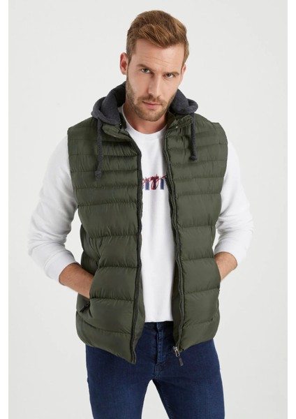 Erkek Haki Çıkarılabilir Kapüşonlu Şişme Yelek 4300 modelleri