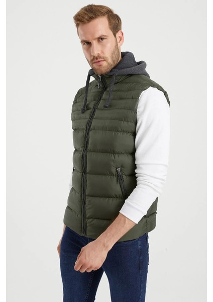 Erkek Haki Çıkarılabilir Kapüşonlu Şişme Yelek 4300 fırsatları