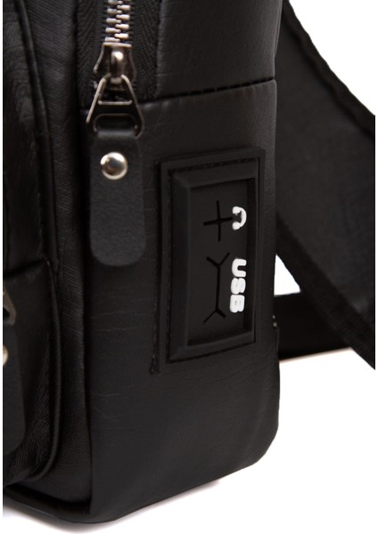 Erkek Yıkama Deri USB ve Kulaklık Çıkışlı Çapraz Göğüs Bel ve Omuz Çantası NEWPOLO210 - Siyah fiyatları