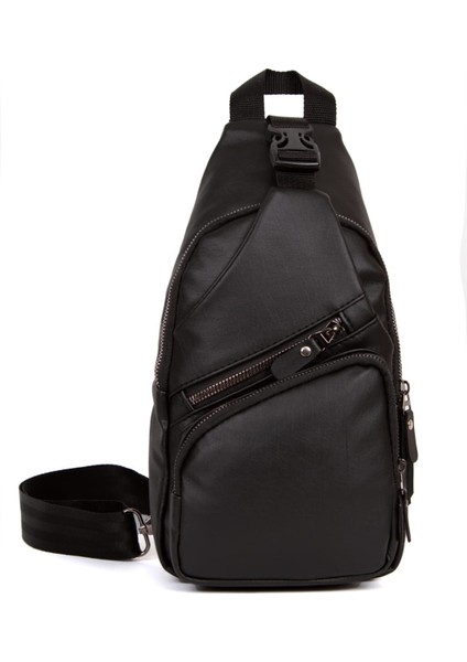 Erkek Yıkama Deri USB ve Kulaklık Çıkışlı Çapraz Göğüs Bel ve Omuz Çantası NEWPOLO210 - Siyah fırsatları
