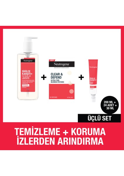 Sıvılce Temizleme Plus Temizleme Jeli + Sıvılce Karşıtı Plus Nemlendirici + Acne Patch