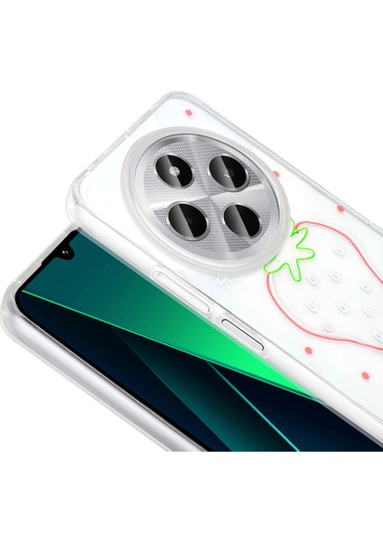 Xiaomi Redmi 14C 4g Uyumlu Kılıf Şeffaf Folk Sert Kapak Figürlü Çilek fiyatları