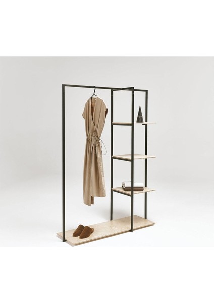 Ararat Siyah Metal Ahşap Askılık