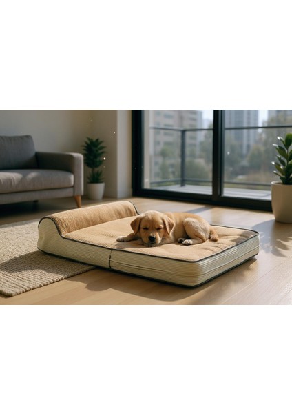 Premium Cleopatra Blok Sungerli Alezli Fermuarlı Yıkanabilir Köpek Yatağı