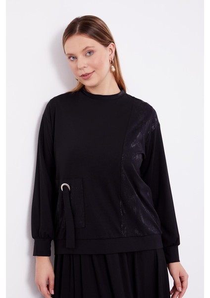 100491 Etekli Takım Önü Cep Görünümlü Kol Ucu Manşetli Omuz ve Cep Yeri Jakar Desenli Oversize Eteğin Beli Lastikli 2'li Spor Etekli Takım fiyatları