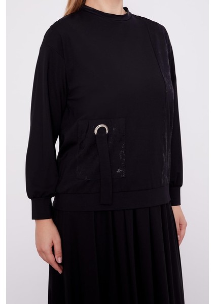 100491 Etekli Takım Önü Cep Görünümlü Kol Ucu Manşetli Omuz ve Cep Yeri Jakar Desenli Oversize Eteğin Beli Lastikli 2'li Spor Etekli Takım modelleri