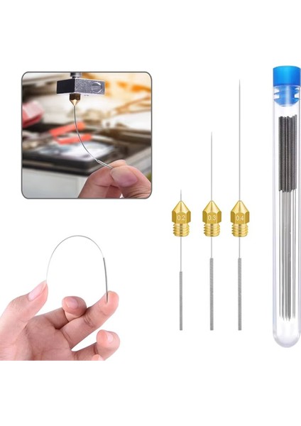 3D Yazıcı Nozzle Temizleme Iğne Seti(0.3-0.35-0.4-0.5-0.6) modelleri
